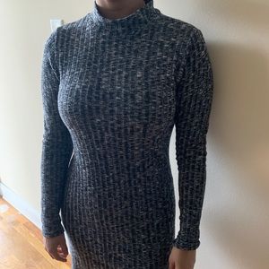 Mock Neck Knit Midi Dress